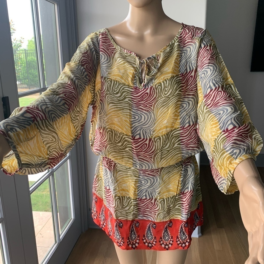 Tolani Silk Print Multi Zebra Elastic Waist Tunic
